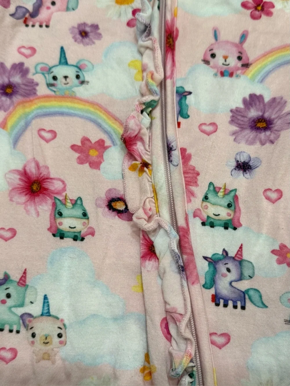 Posh Peanut x Fisher Price Bamboo Unicorn Footed Zippy Girls Size 6-9 Months